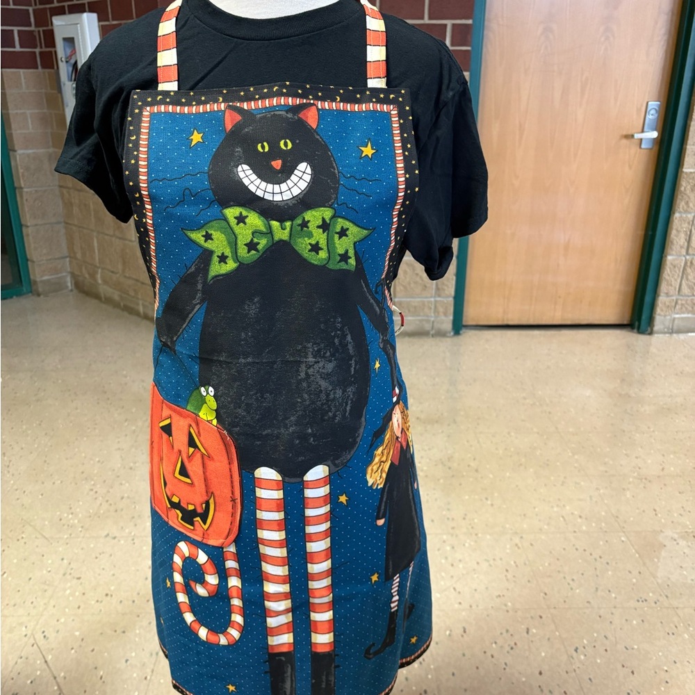 Halloween Cat Apron with T-Shirt